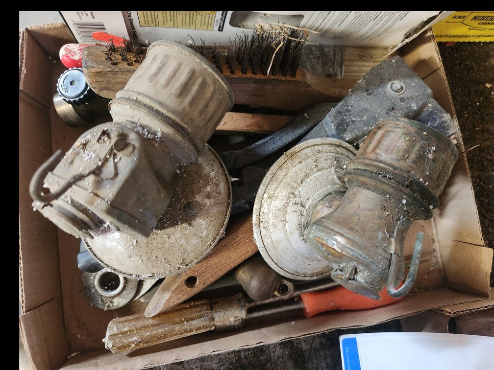 lamp pieces and brass weight