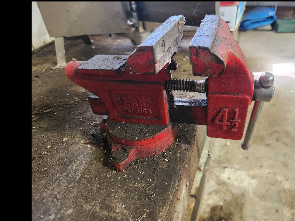 4.5 lb. vice attached to table 