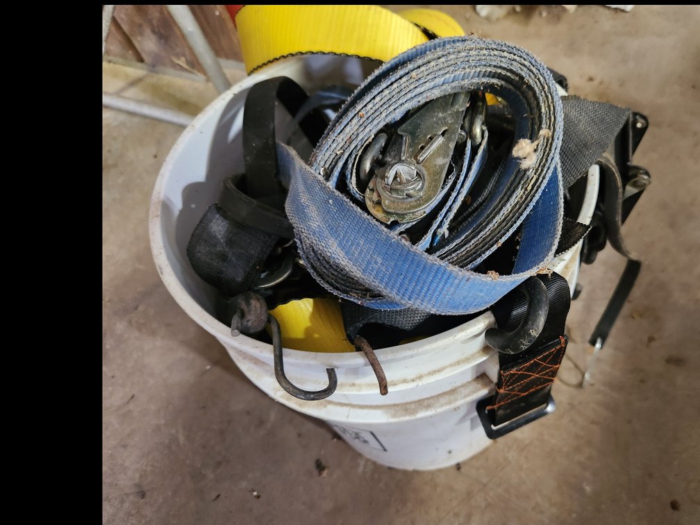 bucket of ratchet and straps