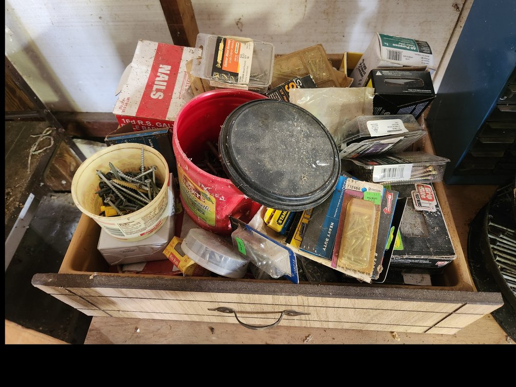 lot of screws, nails, and staples 