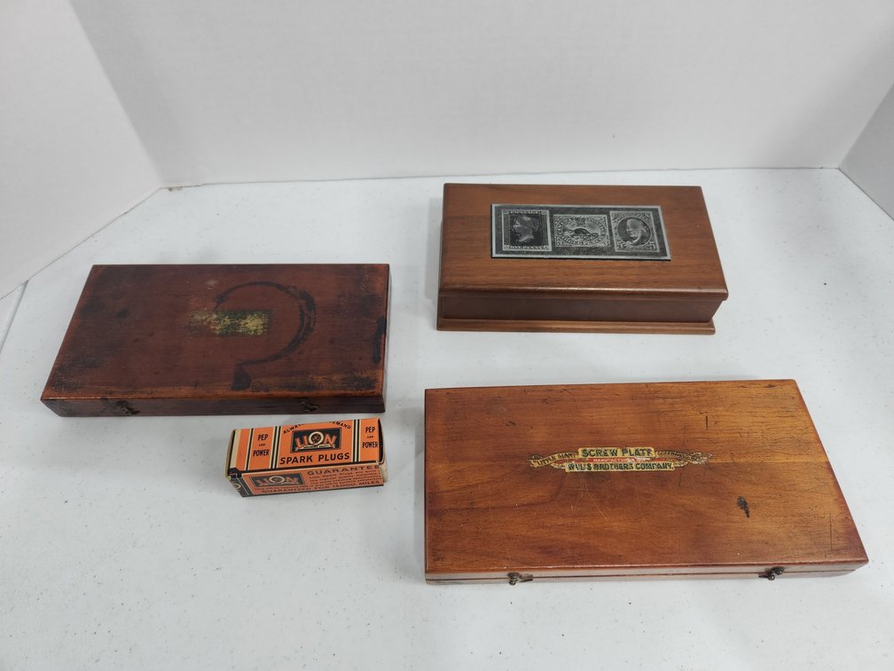 2 boxes of tap sets in wooden boxes 