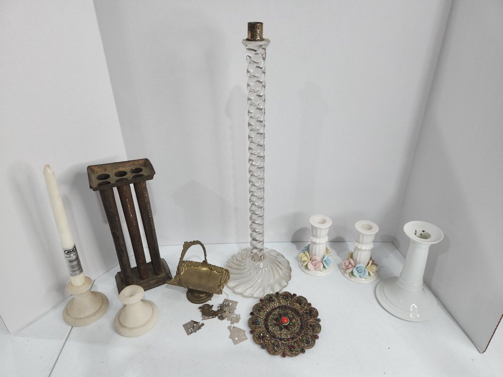 flat of candle holders 