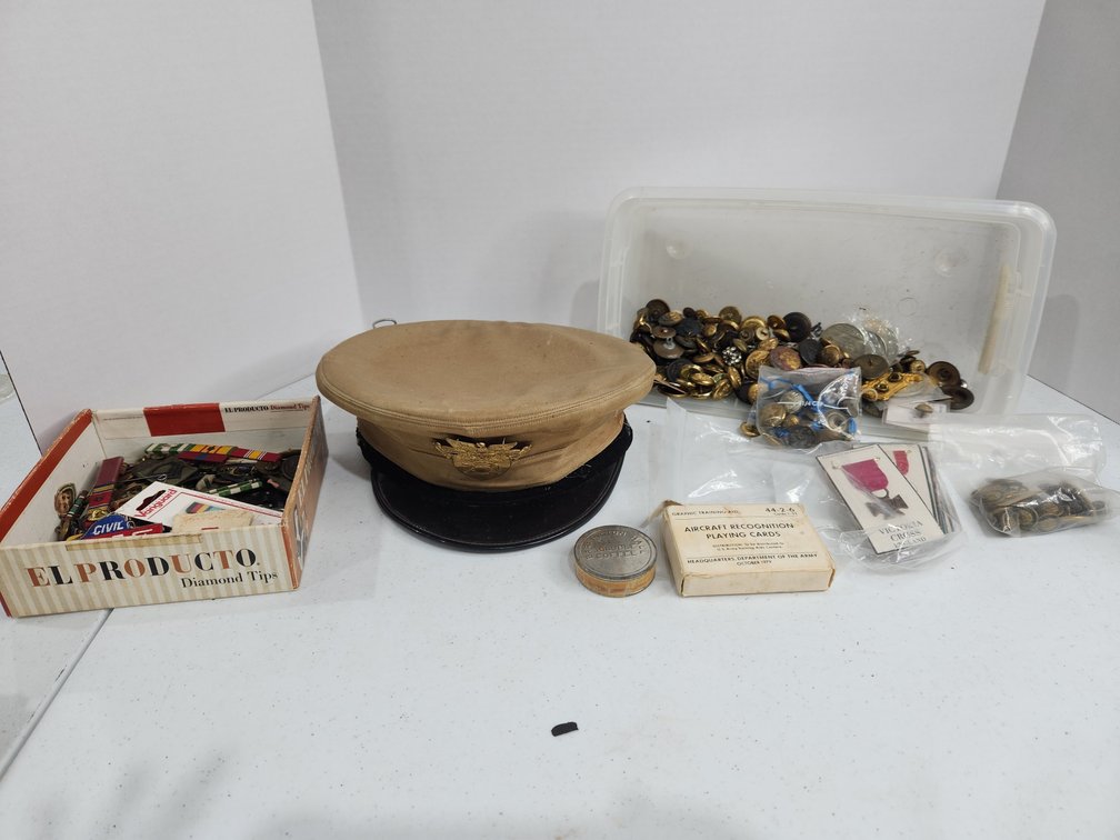 flat of military memorabilia