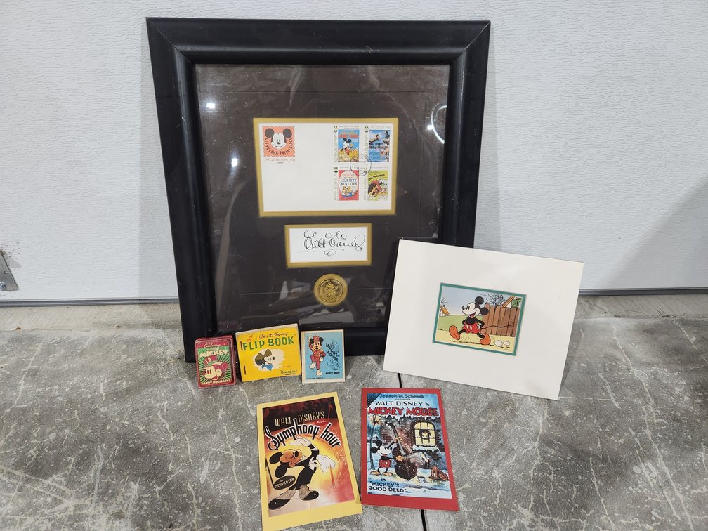 flat of mickey mouse memorabilia 
