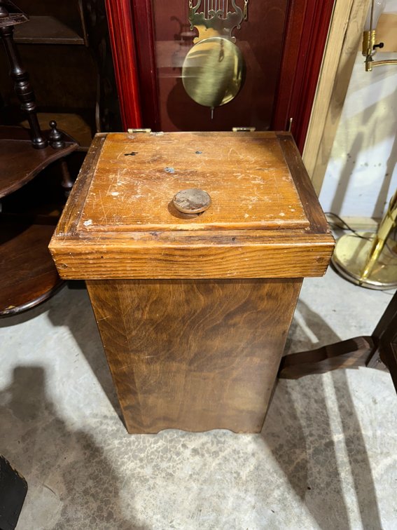 Cracked Pedestal Mirror and Potato Bin