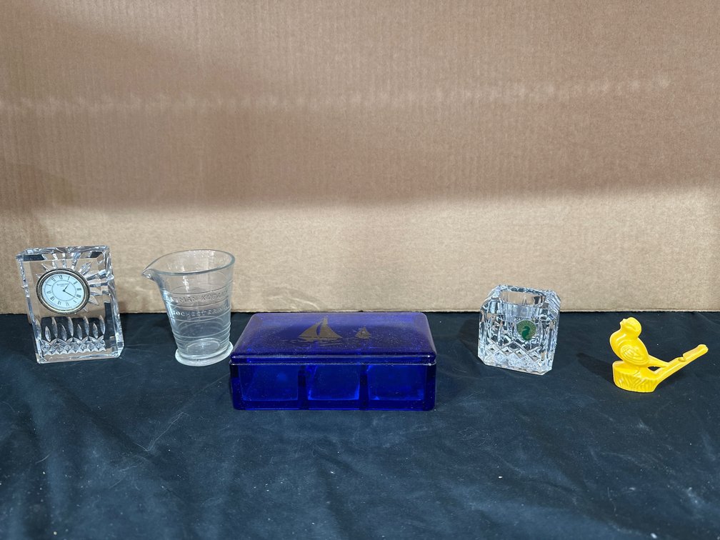 Candle holder, clock, beaker, and more