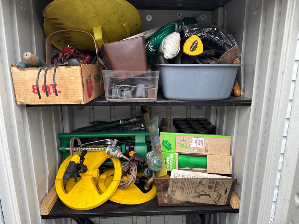 Contents of Two-Door Plastic Suncast Cabinet