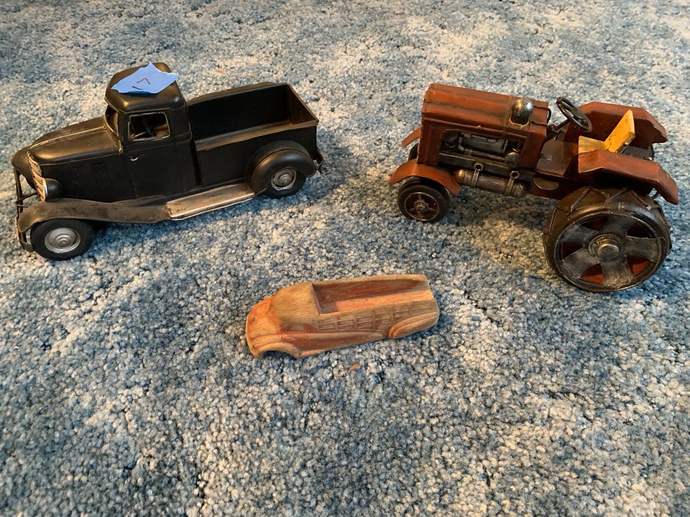 Metal Decor and Wooden Car