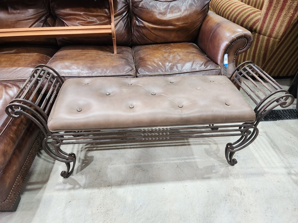 Bench with iron legs