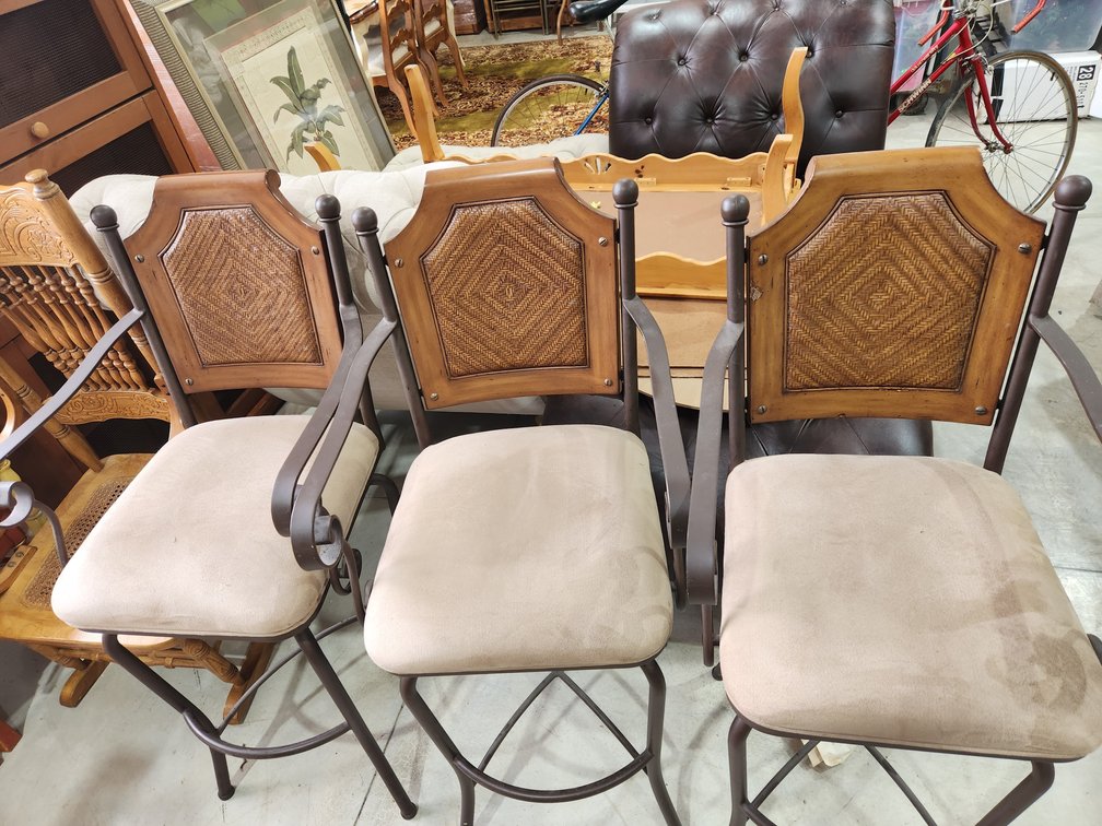 Three Bar Stools with arms