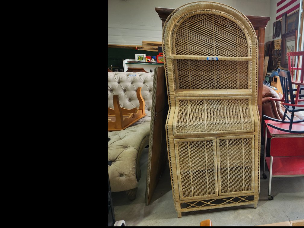 Arched Wicker Cabinet