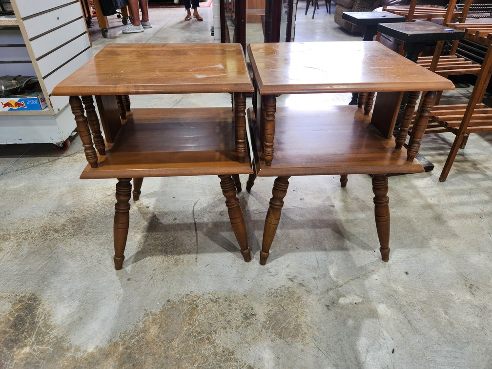 Two wood end tables