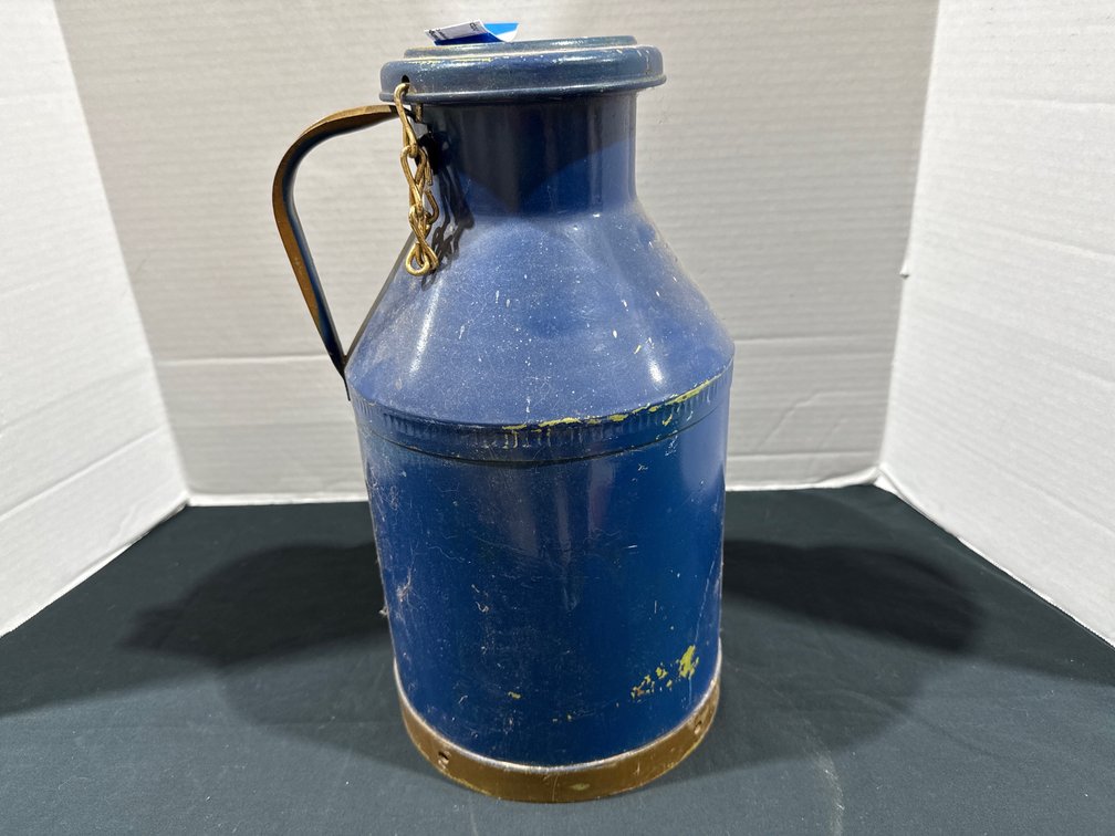 Blue Metal Milk Jug