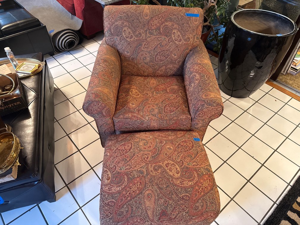 Small Upholstered Chair with Ottoman