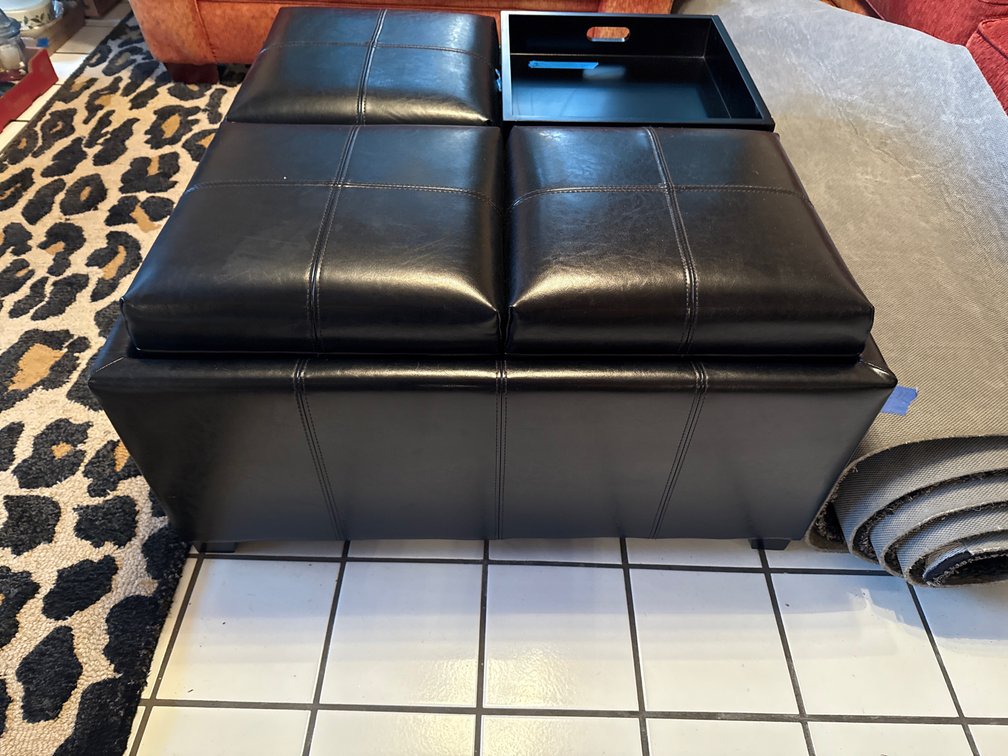 Black Leather Style Pillow Top Storage