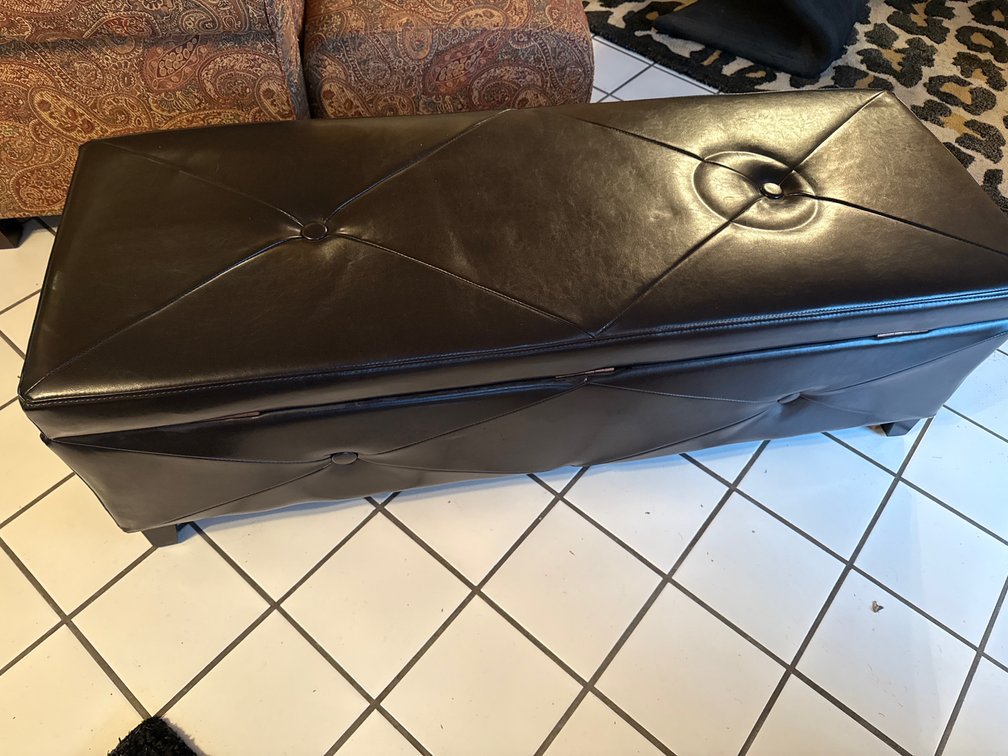 Black Leather Style Storage Ottoman