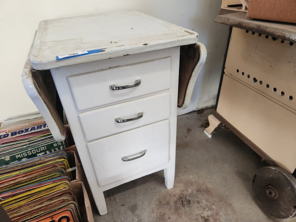 Enamel Top Kitchen Table Cabinet