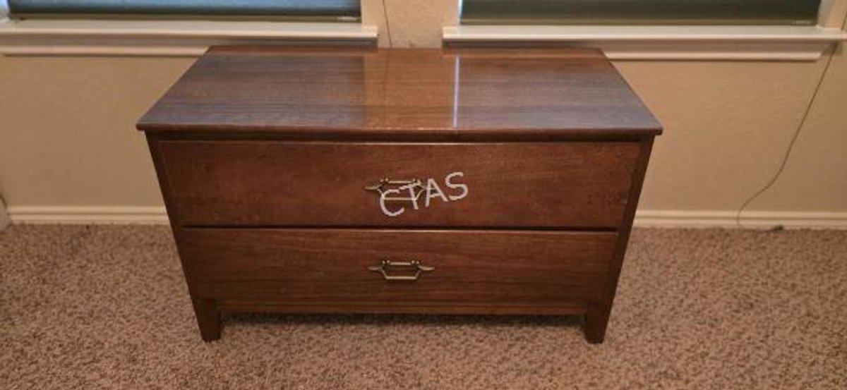 Mid Century Modern 2-Drawer Wooden Chest
