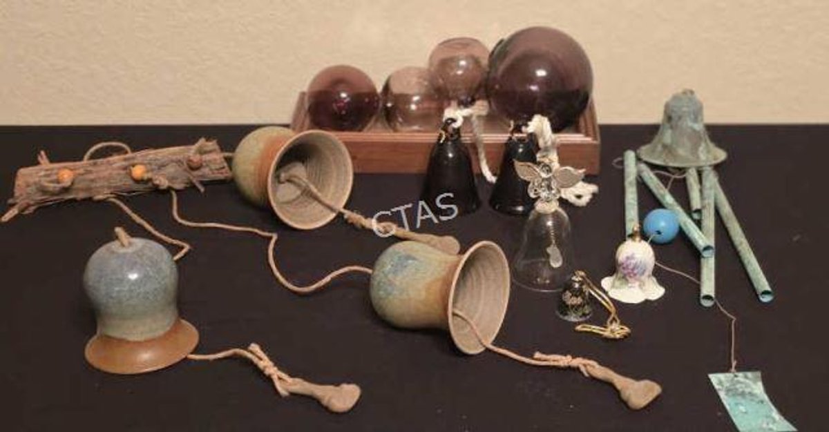 Wind Chimes, Bells & Amethyst Glass Fishing Floats