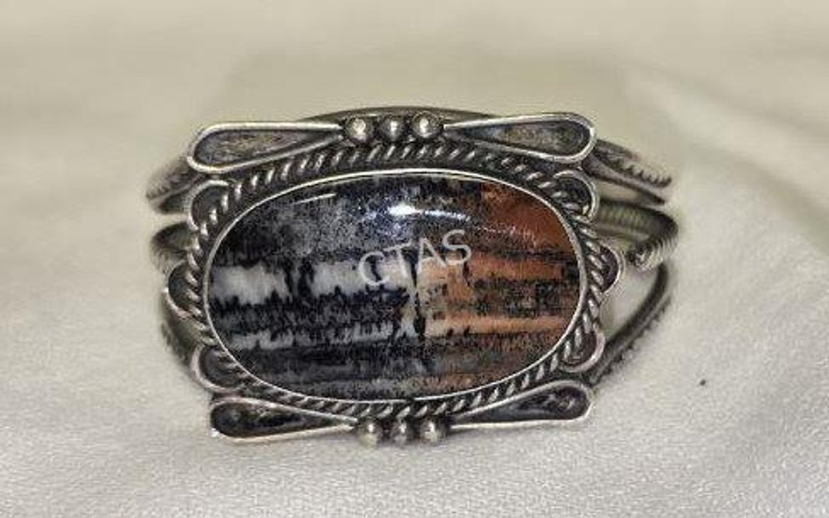 Native American Style Silver Cuff w/ Petrified