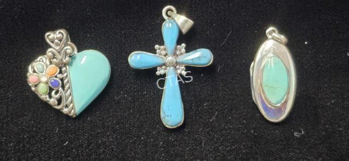 (3) Sterling Silver & Turquoise Pendants