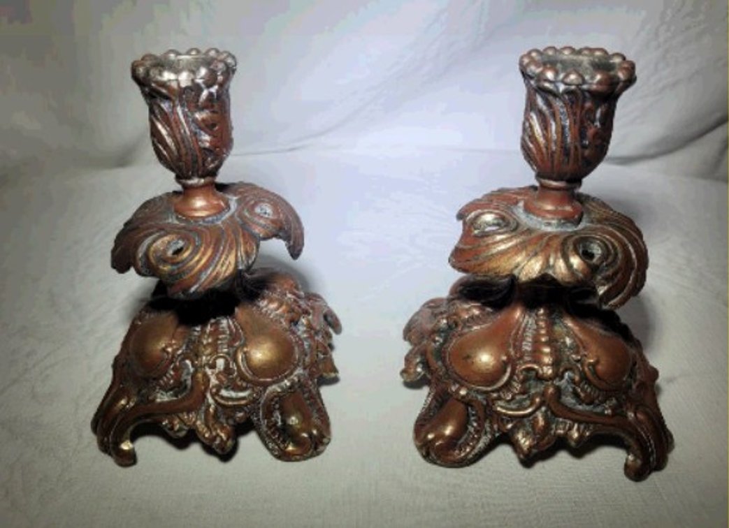 Metal Candle Holders w/ Brass Finish
