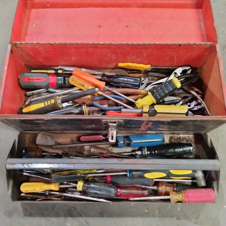 Metal Tool Box w/Hand Tool Assortment