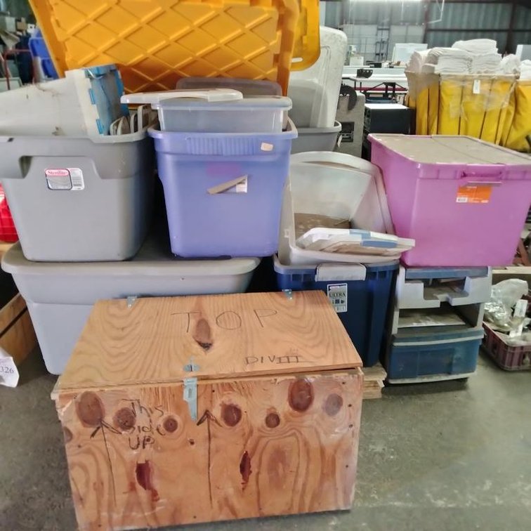 Empty Tote Assortment & Wooden Box