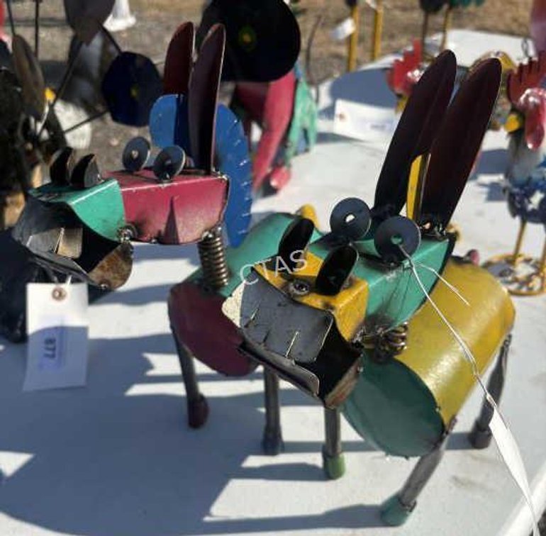 Metal Art Pair of Small Donkeys