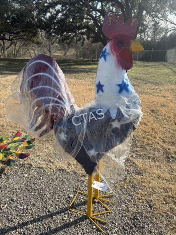 Metal Art Large Red White & Blue Rooster