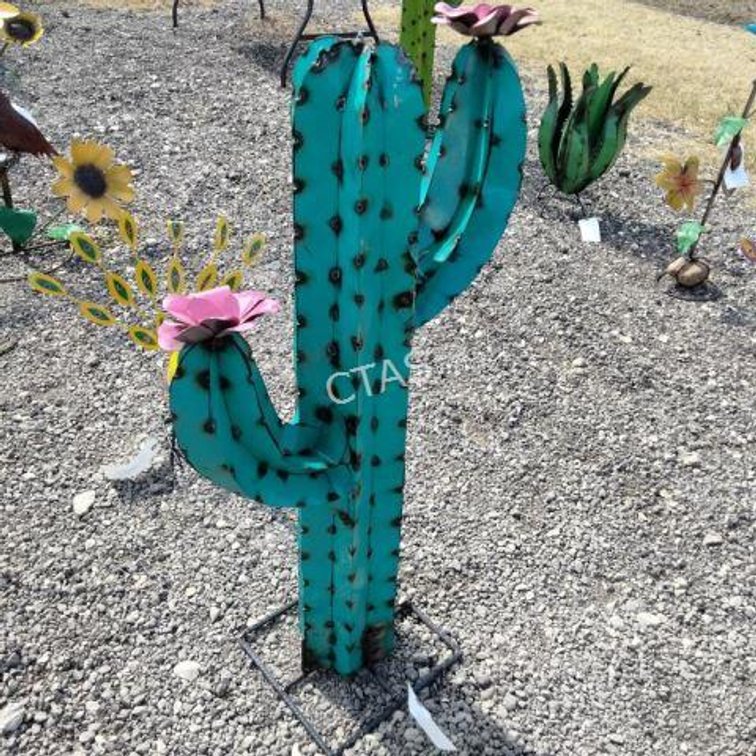 Metal Art Large Blue Cactus