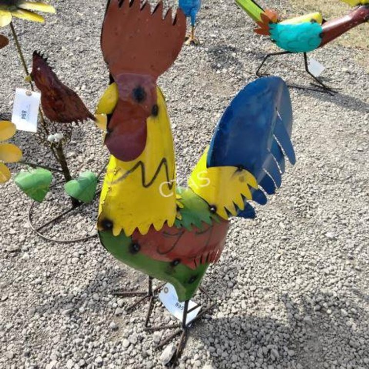 Metal Art Red Green & Yellow Rooster