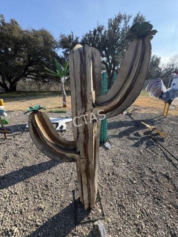 Metal Art Large White & Brown Cactus