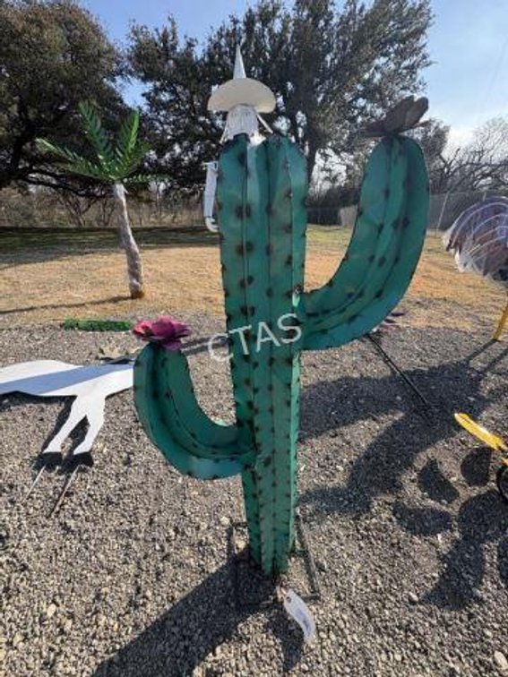 Metal Art Large Blue Cactus