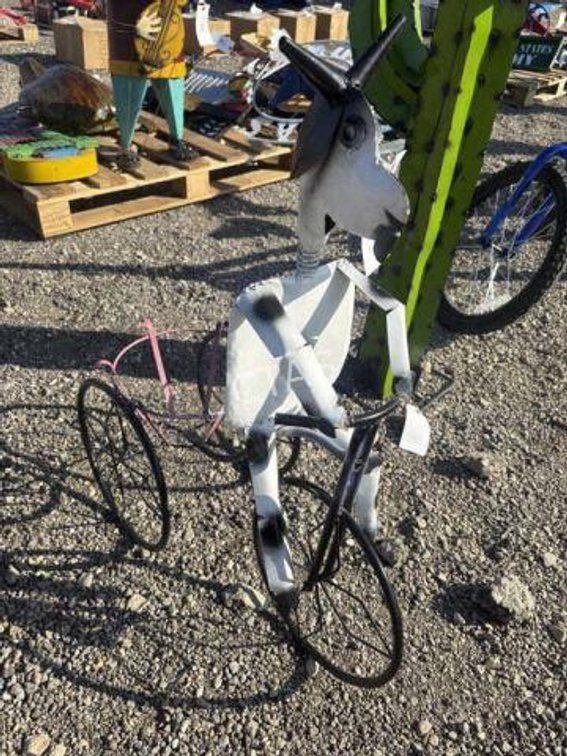 Metal Art Cow Riding Bicycle Planter