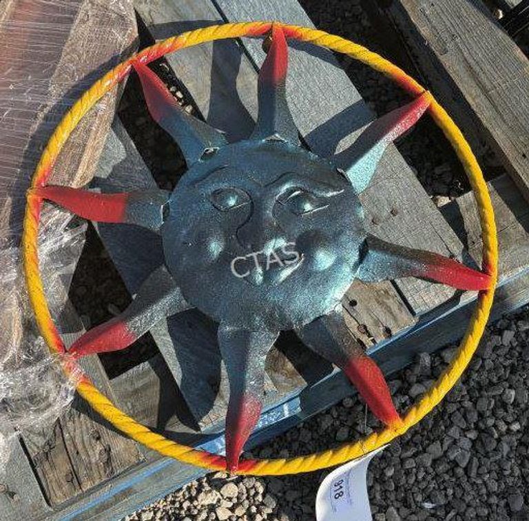 Metal Art Blue & Red Happy Sun Sign