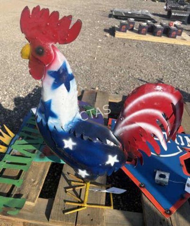 Metal Art Small Red White & Blue Rooster