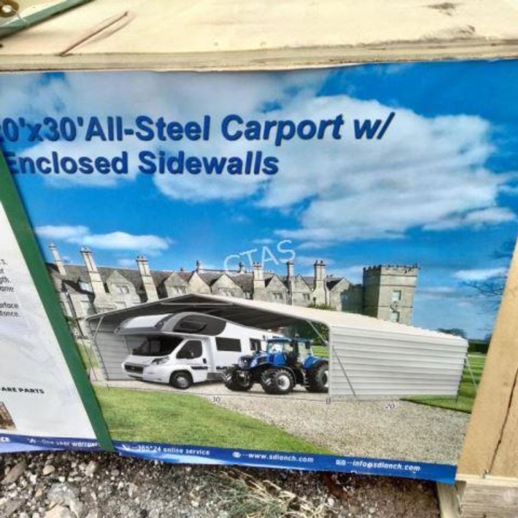All-Steel Carport w/ Enclosed Sides - 20' x 30'