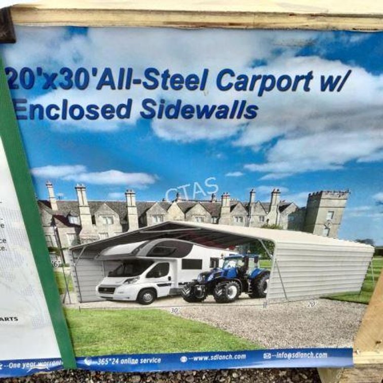 All-Steel Carport w/ Enclosed Sides - 20' x 30'