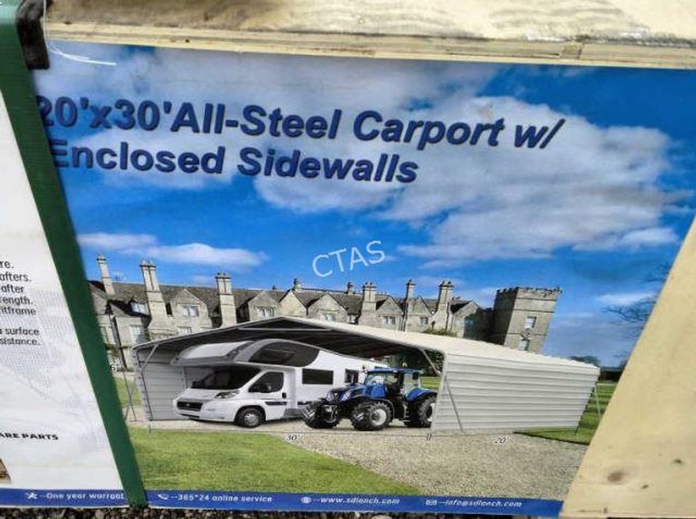 All-Steel Carport w/Enclosed Sides - 20' x 30'