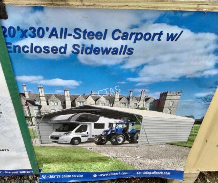 All-Steel Carport w/Enclosed Sides - 20' x 30'
