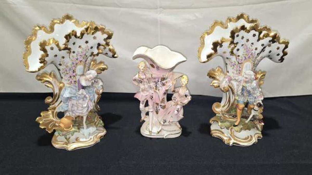 19th Century Porcelain Figural Spill Vases