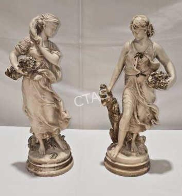 Vintage Chalkware French Statues