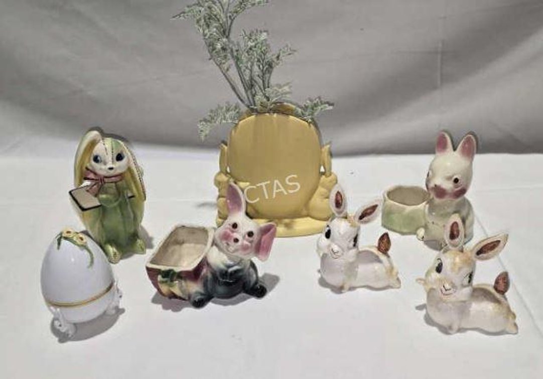 Vintage Ceramic Bunny Decor & Planters