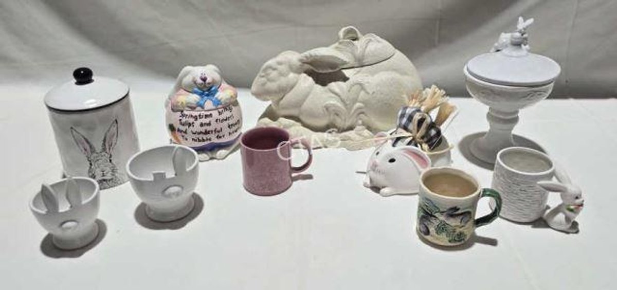 Porcelain Bunnies, Candy Jar, Cookie Jar, Etc.