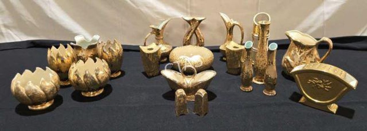 22K Gold Covered Ceramics - "Weeping Gold" MCM