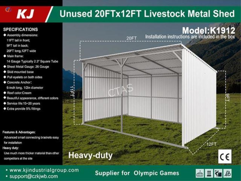 Livestock Heavy Duty Metal Shed 20' L x 12' W