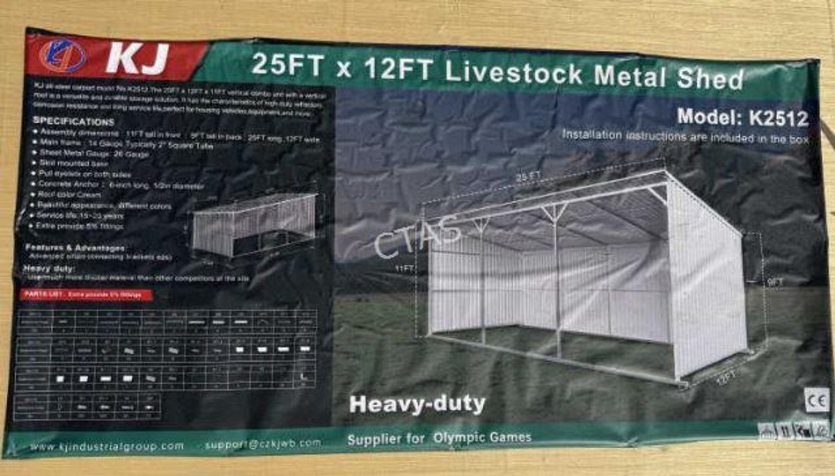 Livestock Metal Shed - Cream - 25' L x 12' W