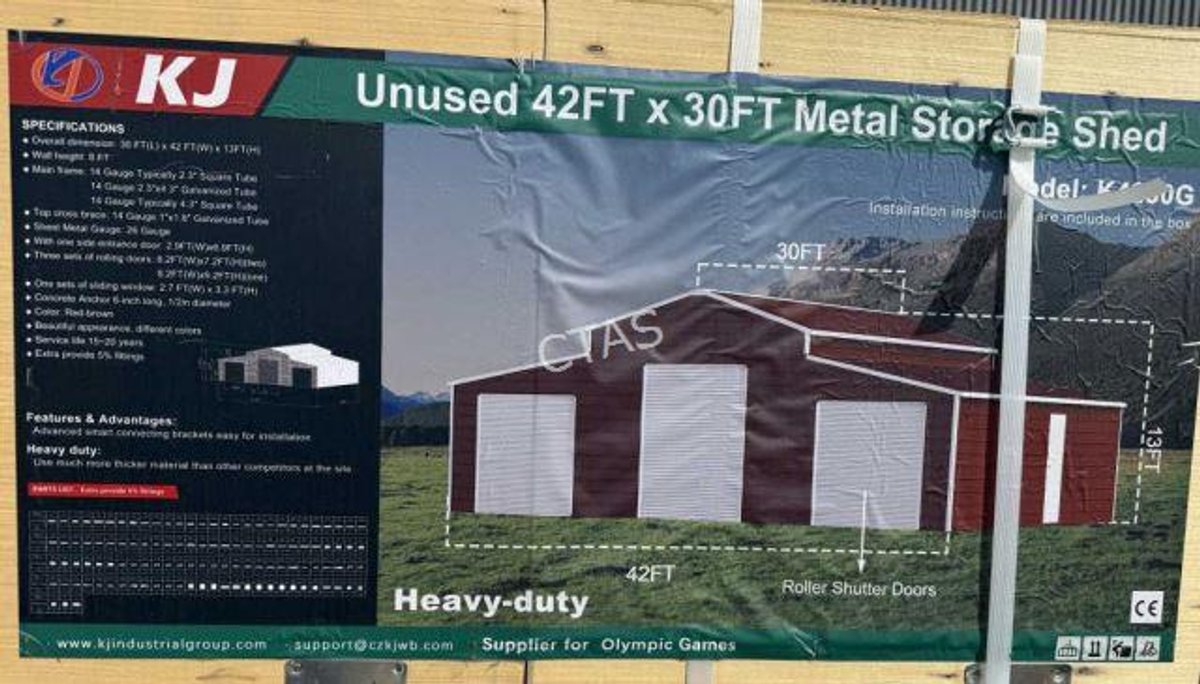 Metal Storage Shed - 42'x30', Heavy Duty, Red