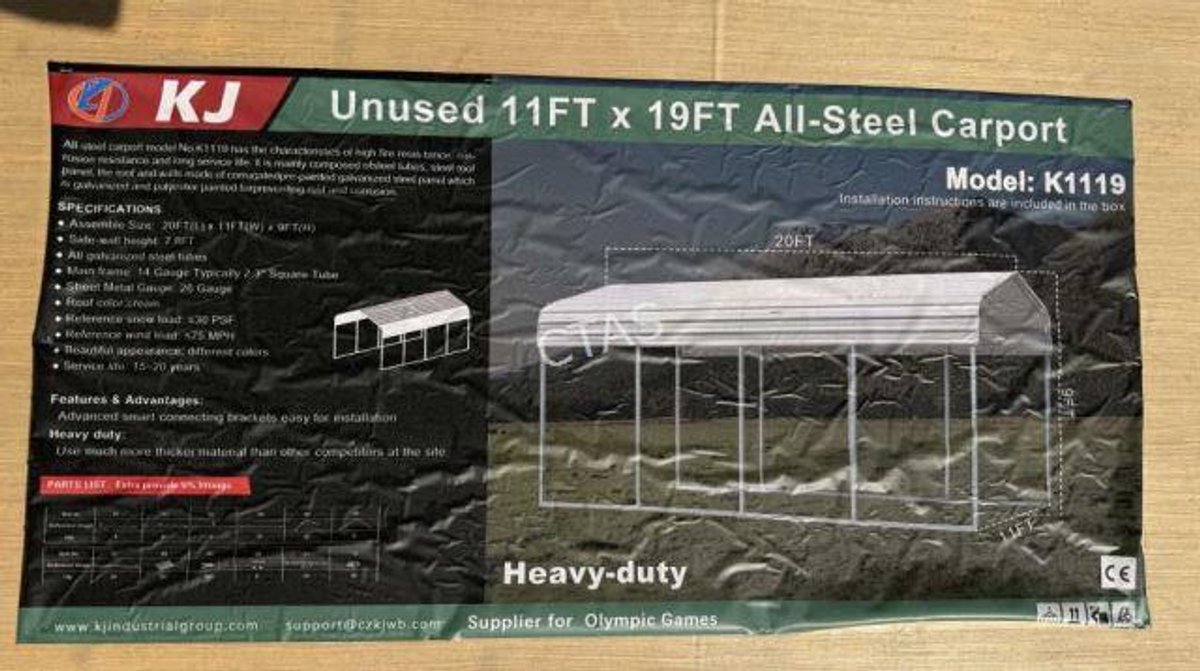 Steel Carport 11' x 19' Without Side Walls